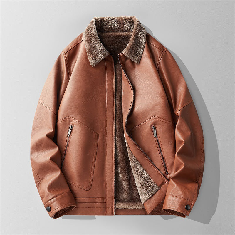 Warm Shearling Lined Leather Aviator Jacket for Men - Nocini