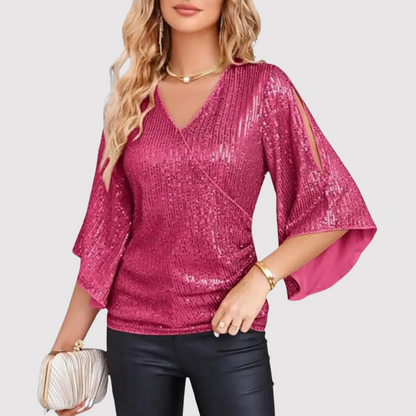 Glittering Ladies Short Sleeve Blouse - Nocini