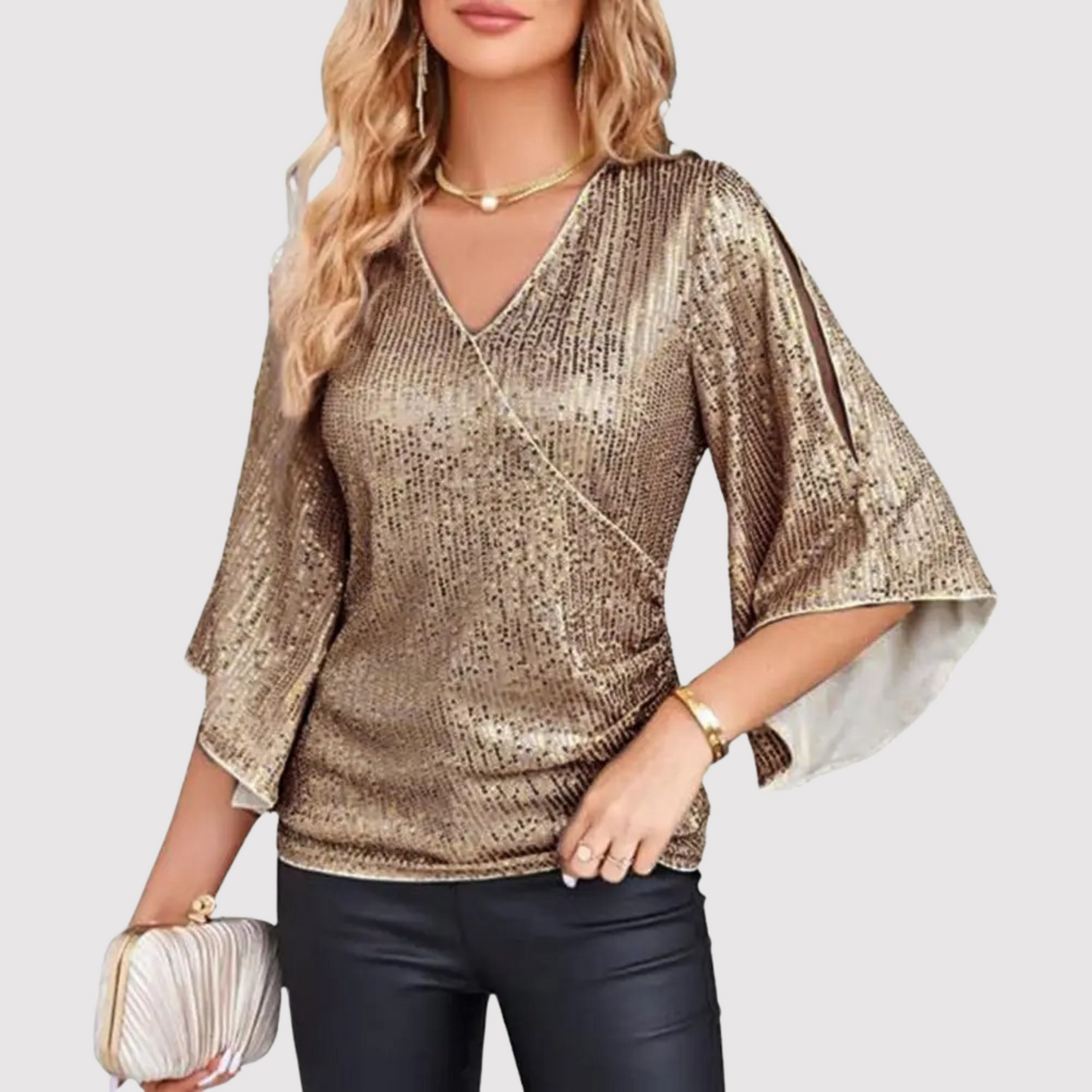 Glittering Ladies Short Sleeve Blouse