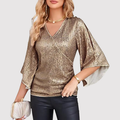 Glittering Ladies Short Sleeve Blouse