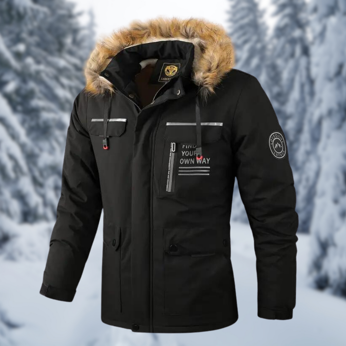 Casual Fit Fur Trim Parka Coat