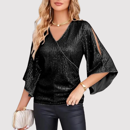 Glittering Ladies Short Sleeve Blouse