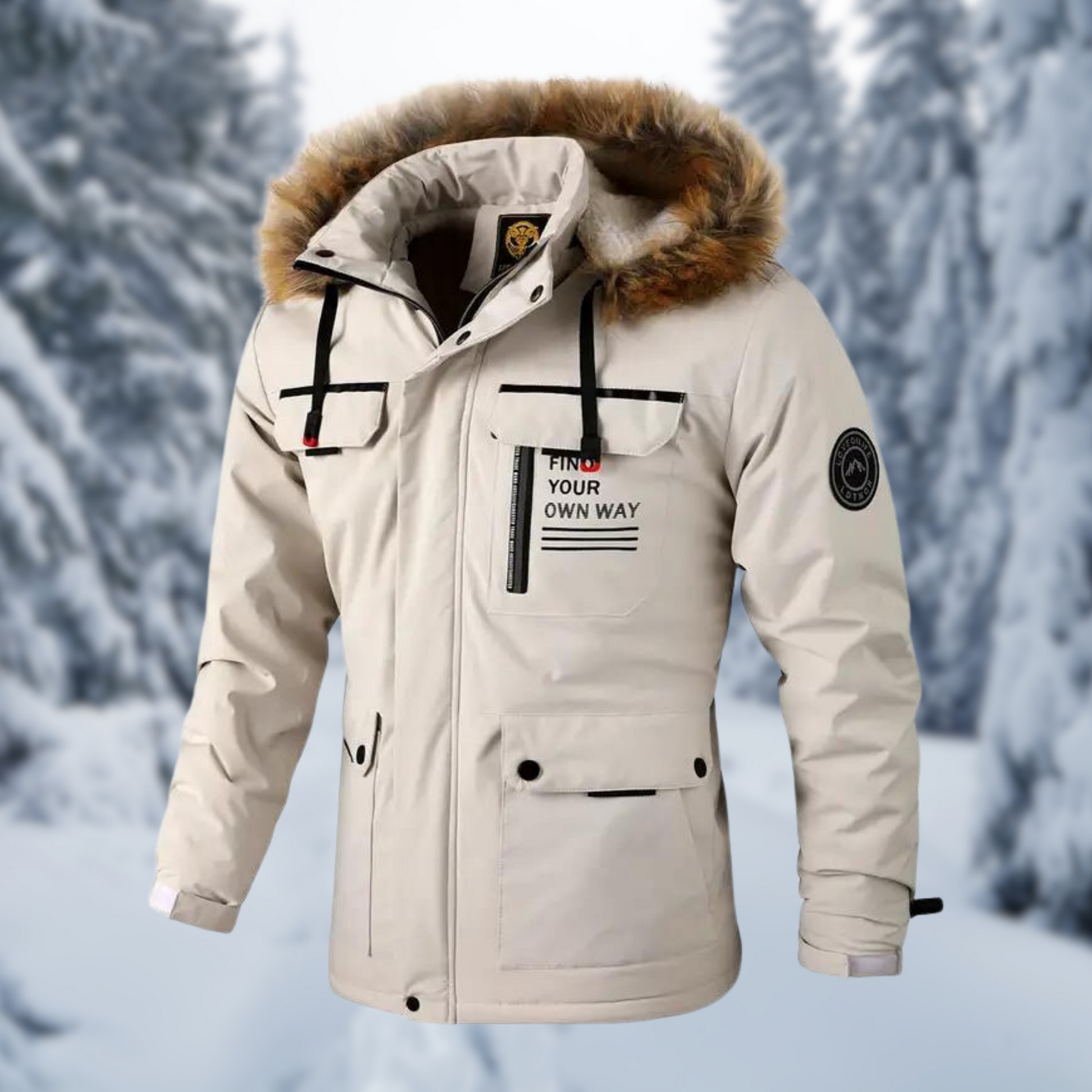 Casual Fit Fur Trim Parka Coat - Nocini
