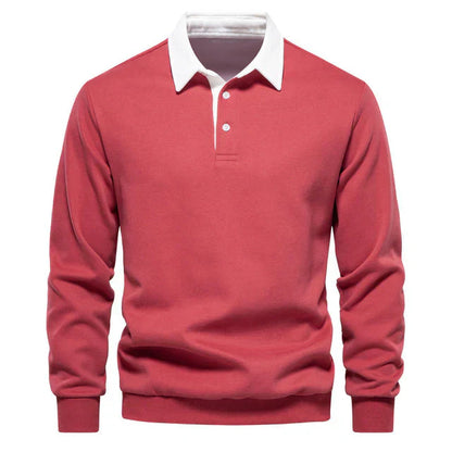 Men's Classic Contrast Polo Long Sleeve Shirt