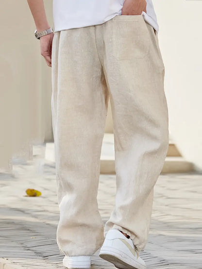 Relaxed Fit Men's Linen Drawstring Pants