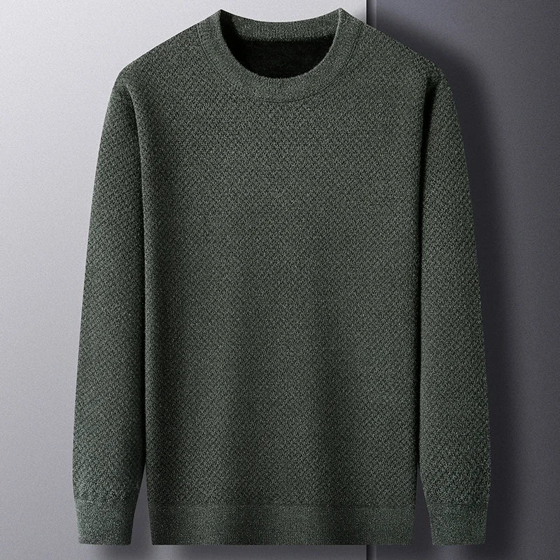 Classic Waffle Pattern Crew Neck Sweater