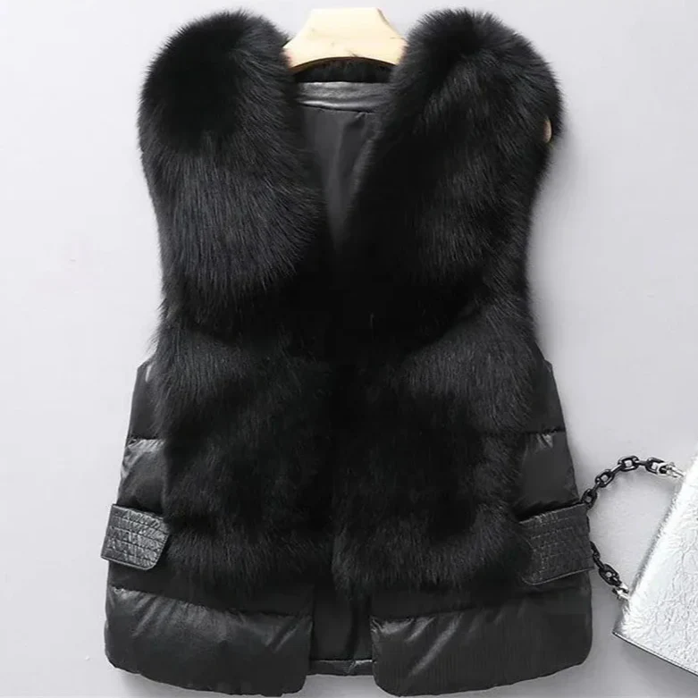 Warm Padded Vest with Faux Fur Trim