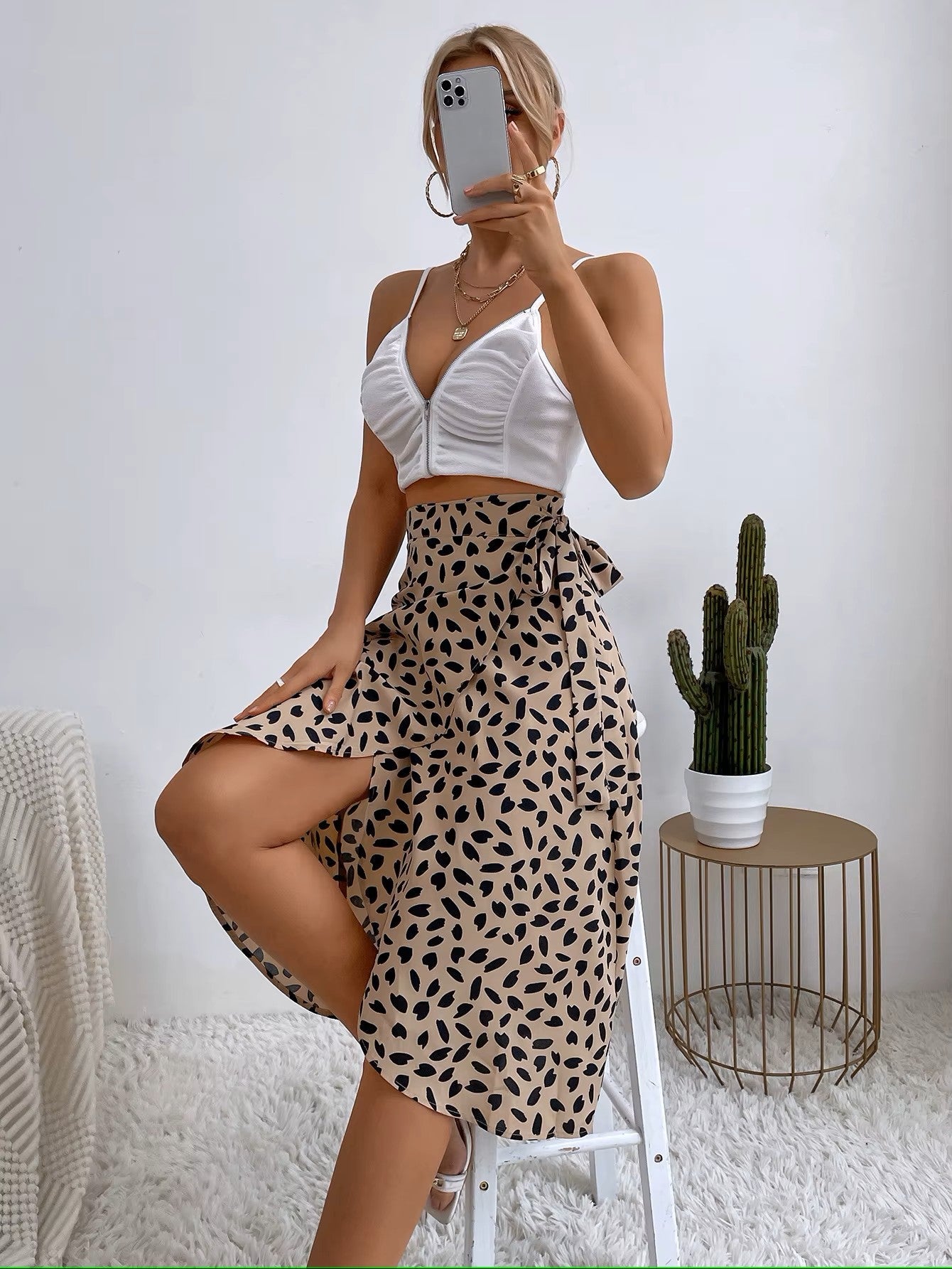 Elegant Knee Length Wrap Skirt