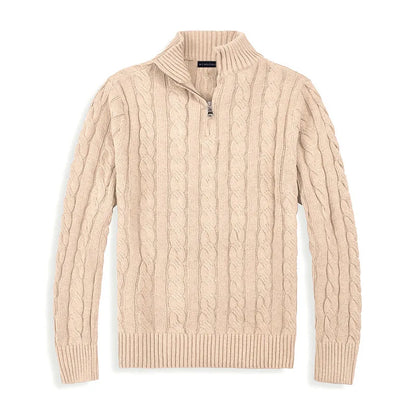 Classic Mid-Zip Pullover Sweater