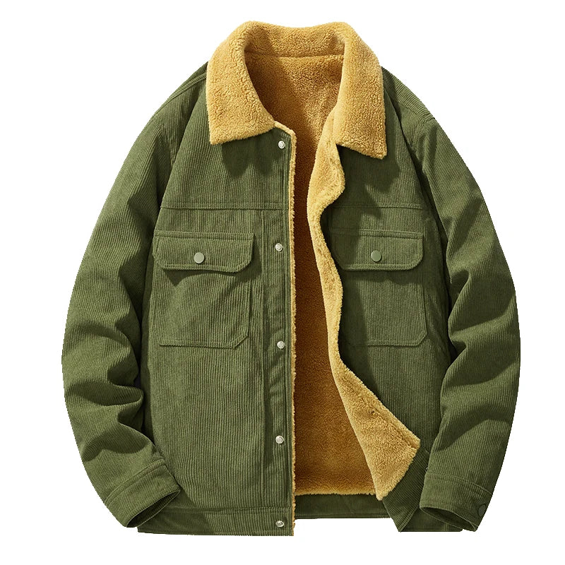 Casual Fit Corduroy Coat with Button Front