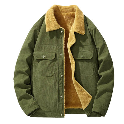 Casual Fit Corduroy Coat with Button Front
