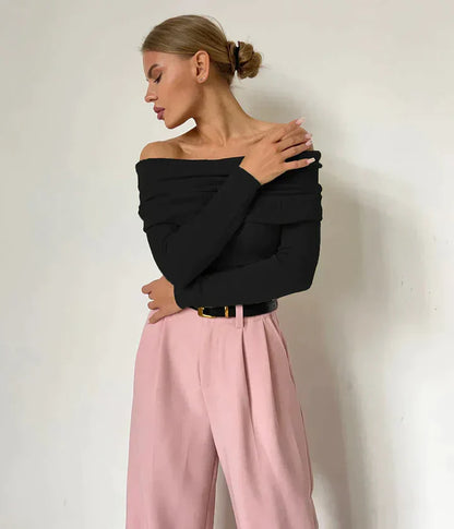 Women's Casual Off Shoulder Long Sleeve Top