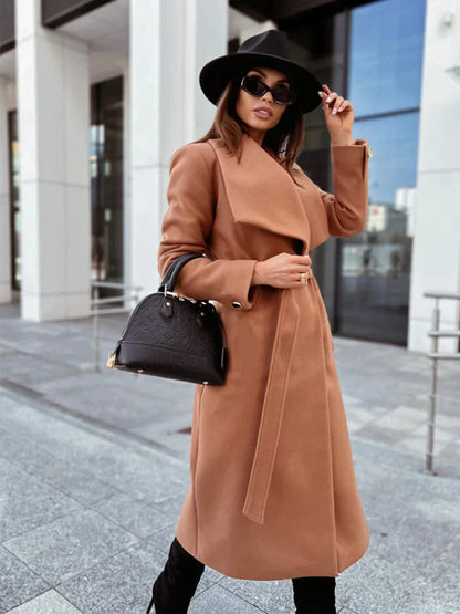 Slim Fit Women's Belted Knee Length Winter Coat