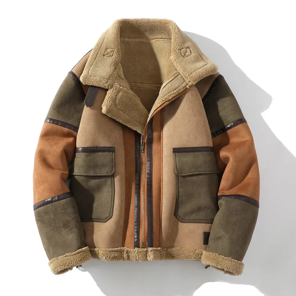 Casual Faux Fur Patchwork Coat - Nocini