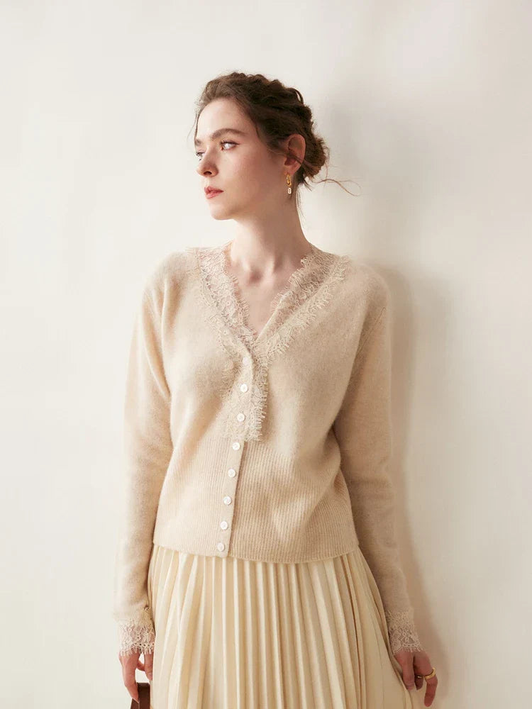 Feminine Lace Cardigan with Button Front