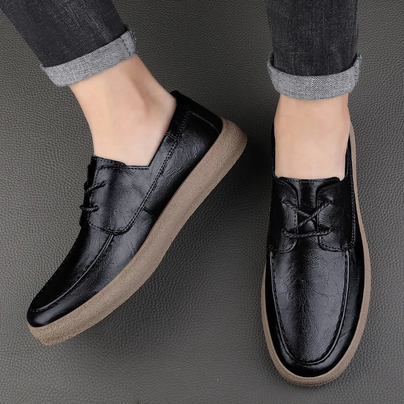 Breathable Perforated Leather Slip On Shoe