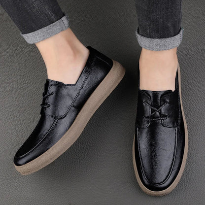 Breathable Perforated Leather Slip On Shoe