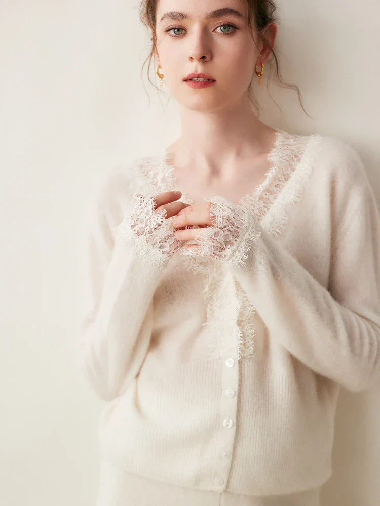 Feminine Lace Cardigan with Button Front