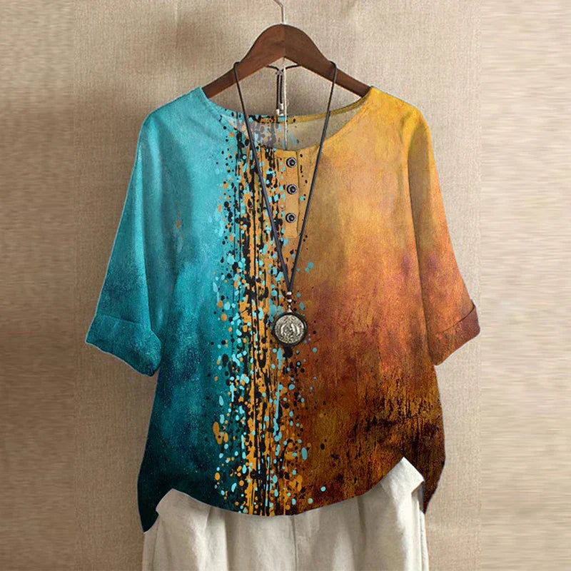 Casual Short Sleeve Women's Button Blouse