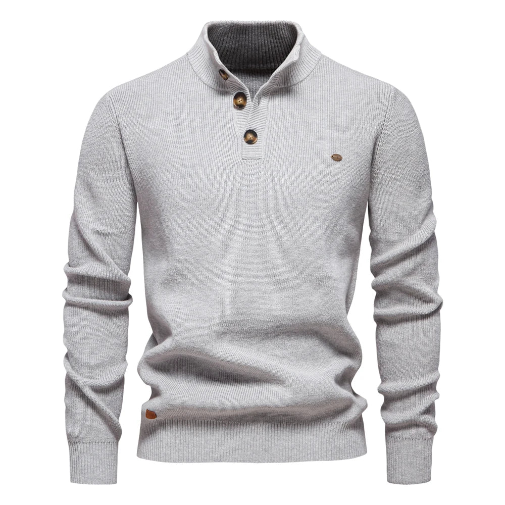 Classic Wooden Button Crew Sweater