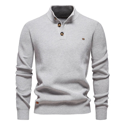 Classic Wooden Button Crew Sweater