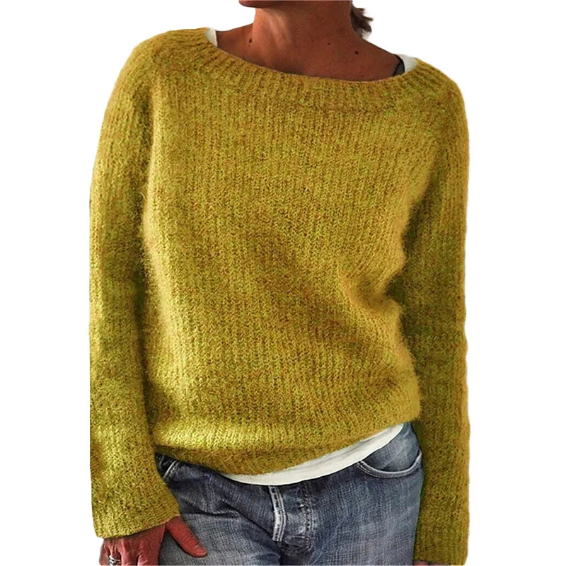 Cozy Women's Thick Cable Knit Crew Neck Sweater
