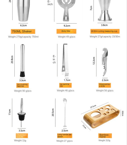 Premium Metal Cocktail Bar Set Essentials