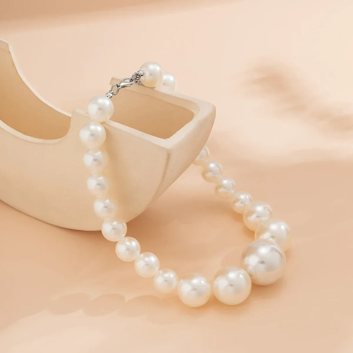 Elegant White Pearl Layered Necklace Set