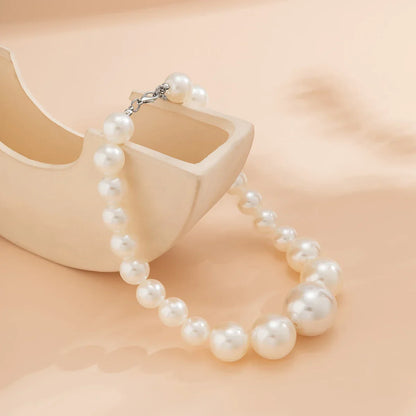 Elegant White Pearl Layered Necklace Set
