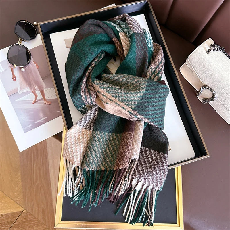 Classic Plaid Fringed Scarf