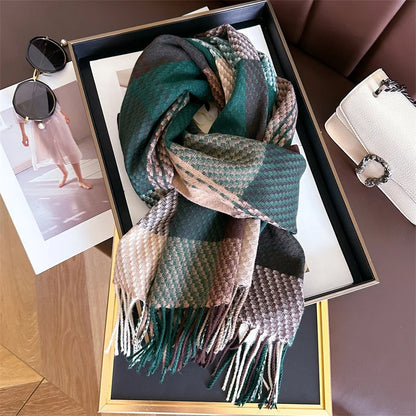 Classic Plaid Fringed Scarf