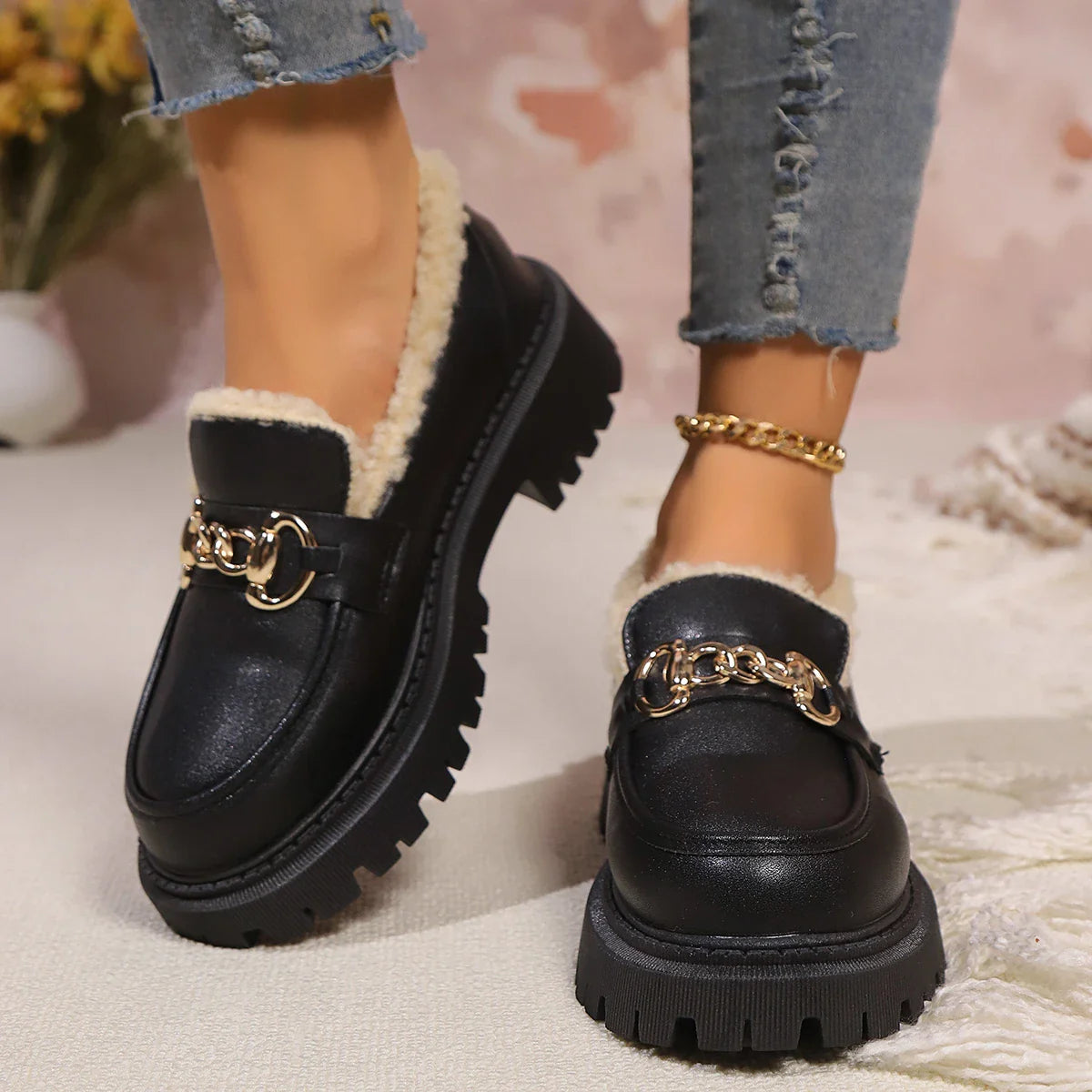 Fuzzy Inside Comfort Loafers