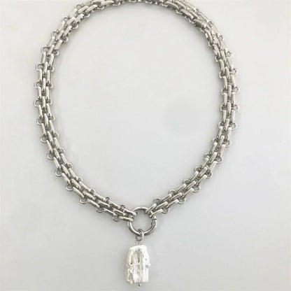 Luxurious White Pearl Necklace with 14K Gold Chain