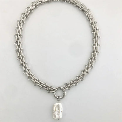 Elegant Pearl Necklace with 14K Gold and Sterling Silver Chain