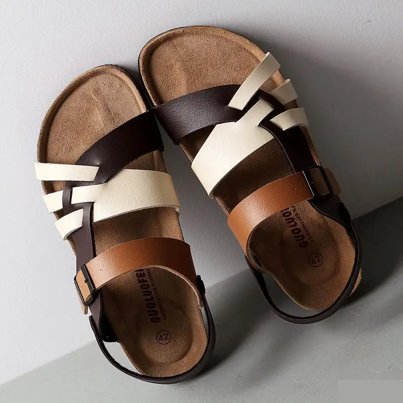 Brown Genuine Leather Flip Flops
