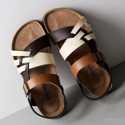 Brown Genuine Leather Flip Flops