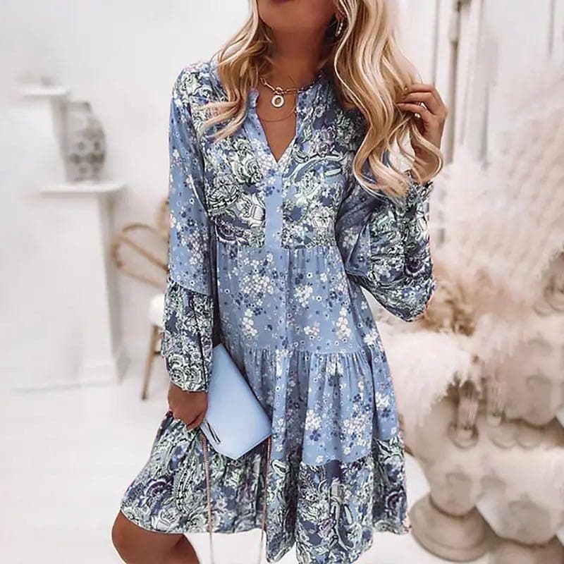 Colorful V-Neck Women's Summer Dress