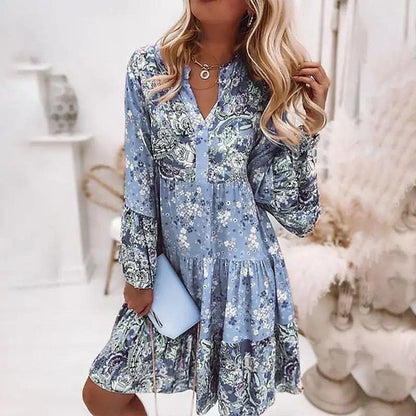 Colorful V-Neck Women's Summer Dress