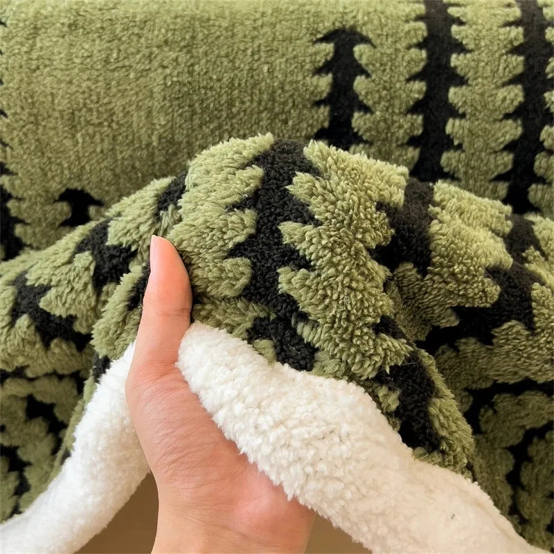 Contemporary Flannel Blanket With Plush Sherpa Fleece
