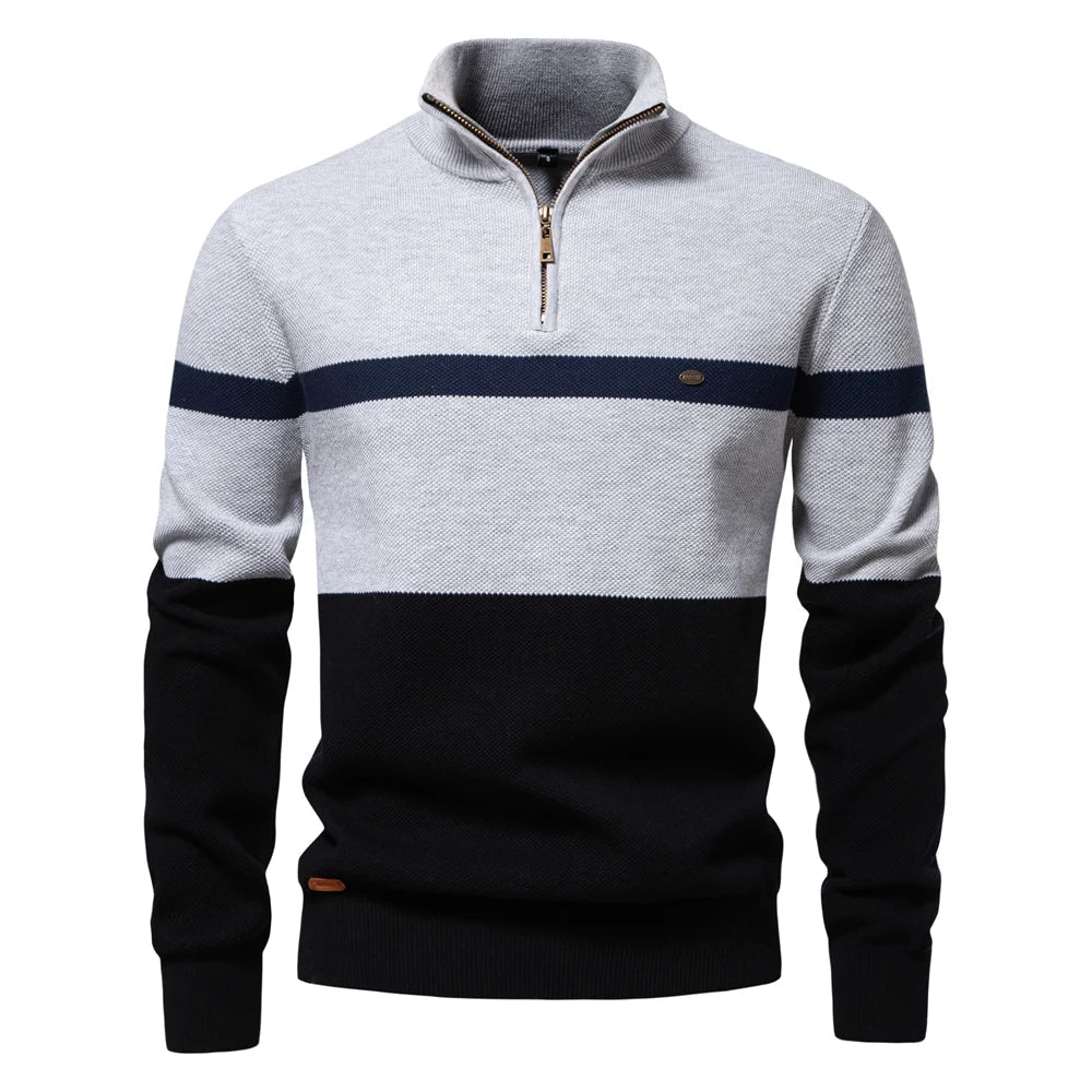 Classic Multicolor Textured Quarter Zip Sweater