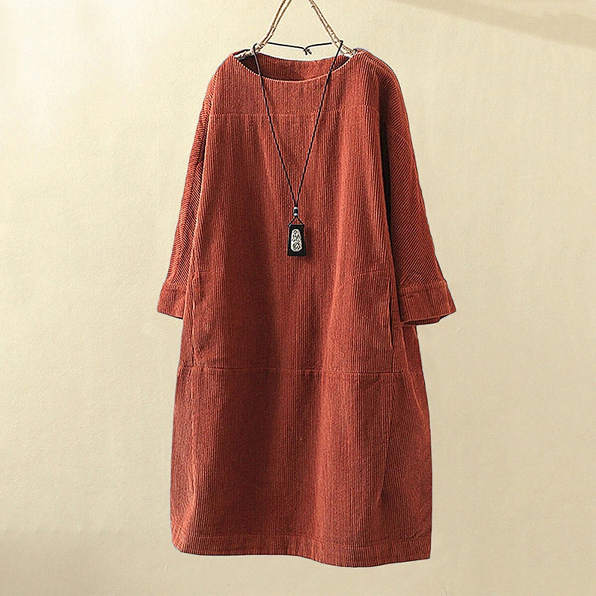 Comfy Corduroy Women's Long Sleeve Dress