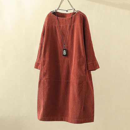 Comfy Corduroy Women's Long Sleeve Dress
