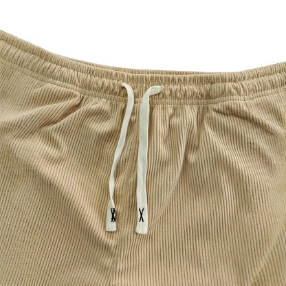Men's Classic Fit Ribbed Trousers with Elastic Waist