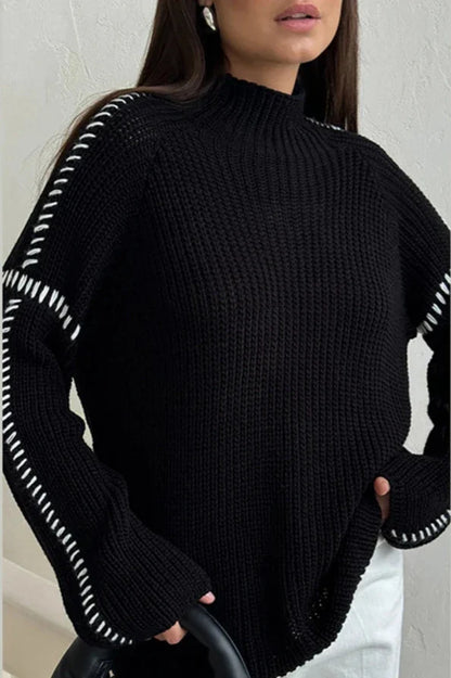 Colorful Quilted Knit Sweater