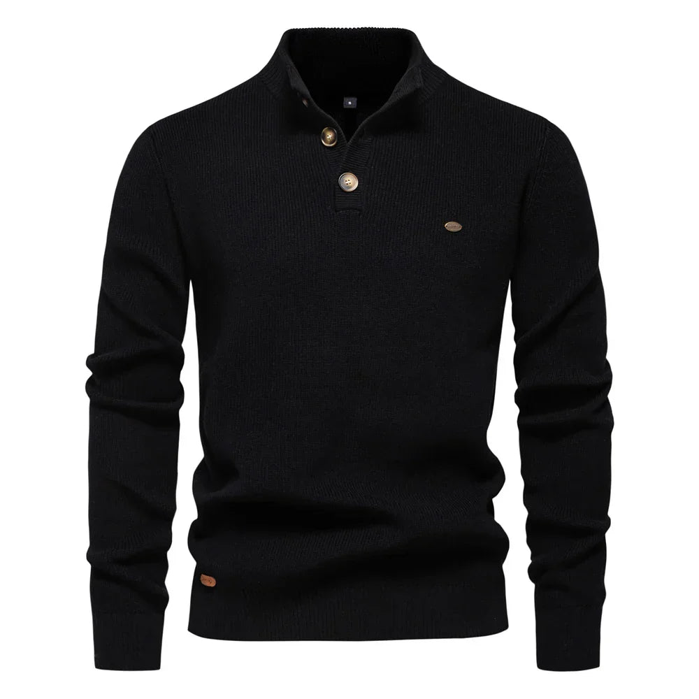 Classic Wooden Button Crew Sweater