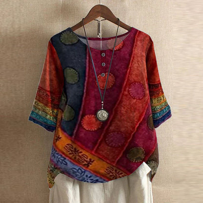 Casual Short Sleeve Women's Button Blouse