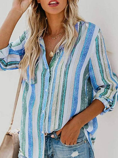 Casual Striped Long Sleeve Women's Shirt