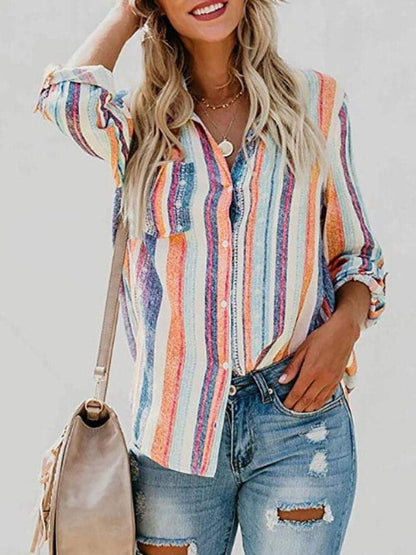 Casual Striped Long Sleeve Women's Shirt - Nocini