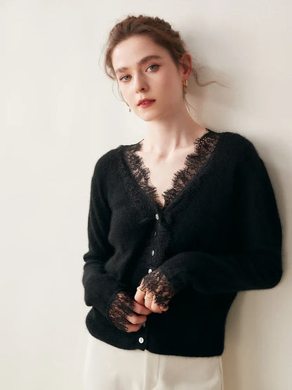 Feminine Lace Cardigan with Button Front