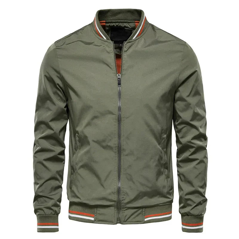 Classic Fit Striped Bomber Jacket - Nocini
